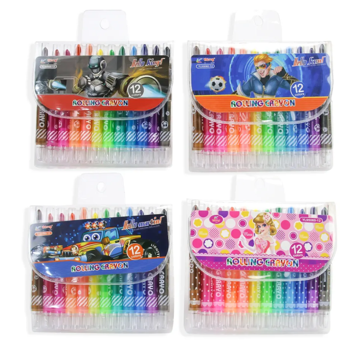 Yalong Art Crayons 12color Plastic Cartoon Crayon Set