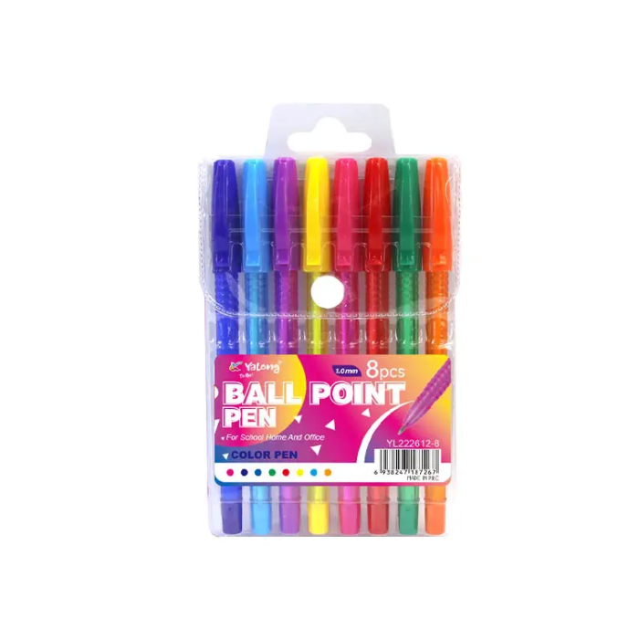 Multi Color Ball Point Yalong – YL222612 (Pack 8 Pcs)